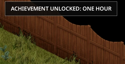 In game toast reading 'Achievement unlocked: one hour'